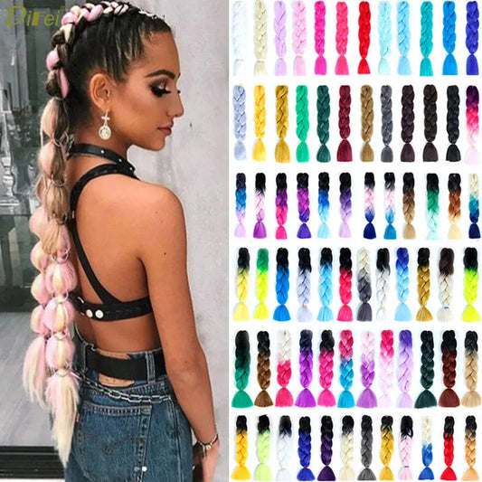 Synthetic 100g/pack colorful Afro Ombre  Stretched Braiding Hair Extensions  Jumbo Hair Braids for black women