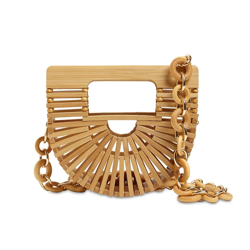 Summer chain bamboo basket mini lipstick bag messenger bag waist bag