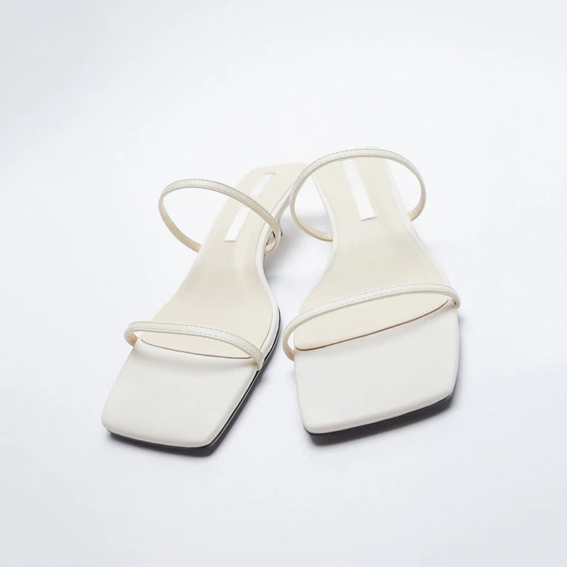 White Elegant Slippers Women Shoes Summer Heels Sandals Comfortable Wear Sandalias