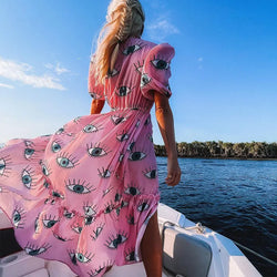 Bikini Cover-ups Pink Chiffon Tunic Long Kimono Dress Beach Wear Swimsuit Cover Up