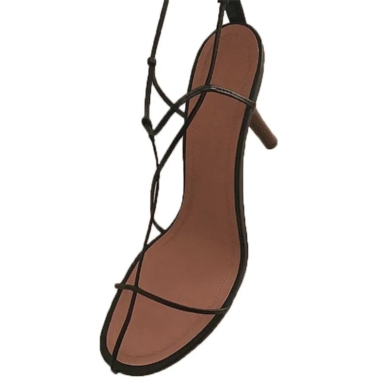 Cross-strap High Heels Sandals Open Toe Shoes Thin Heel