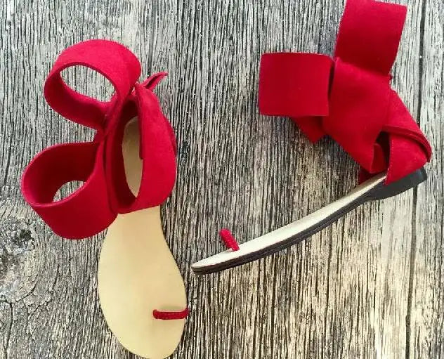 Hot Big Bow Side Women Fashion Sandals Open Toe Classic Style Ladies Flat Sandals Ankle Buckle Female Dress Shoe Party Shoes