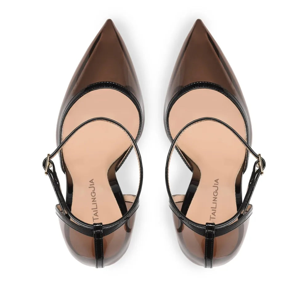 Pointed Toe High Heel Pumps Women Black Transparent Sexy Heeled Evening Dress Shoes Summer Clear Heels Large Size 2025