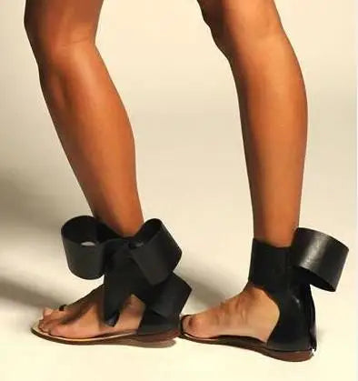 Hot Big Bow Side Women Fashion Sandals Open Toe Classic Style Ladies Flat Sandals Ankle Buckle Female Dress Shoe Party Shoes