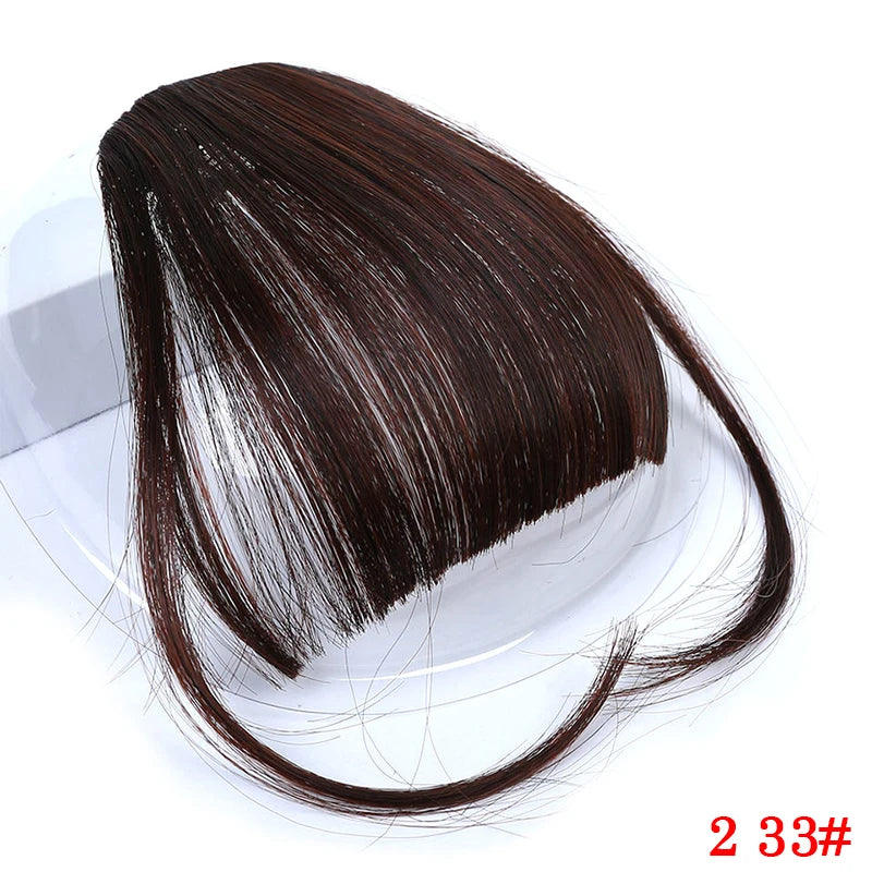 Short Front Neat Bangs Fake Fringe Clip In Hair Extensions With High Temperature Synthetic Fiber Black Brown Blonde fake bangs