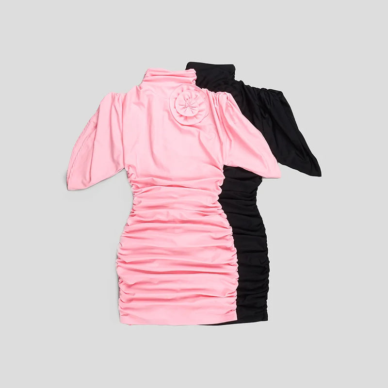 Pleated Bodycon Mini Dresses