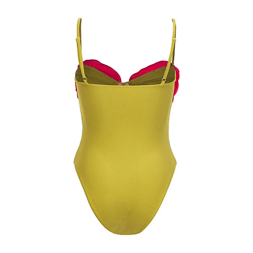 New One-piece Swimsuit Flower Decoration