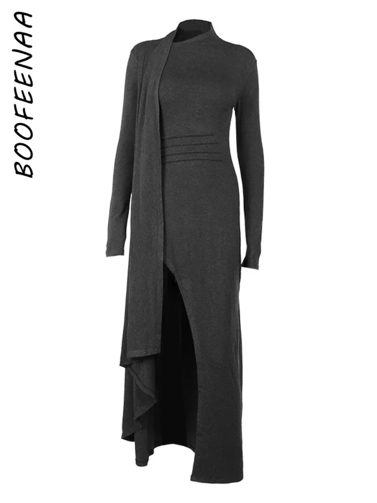 Asymmetrical Knit Long Dresses