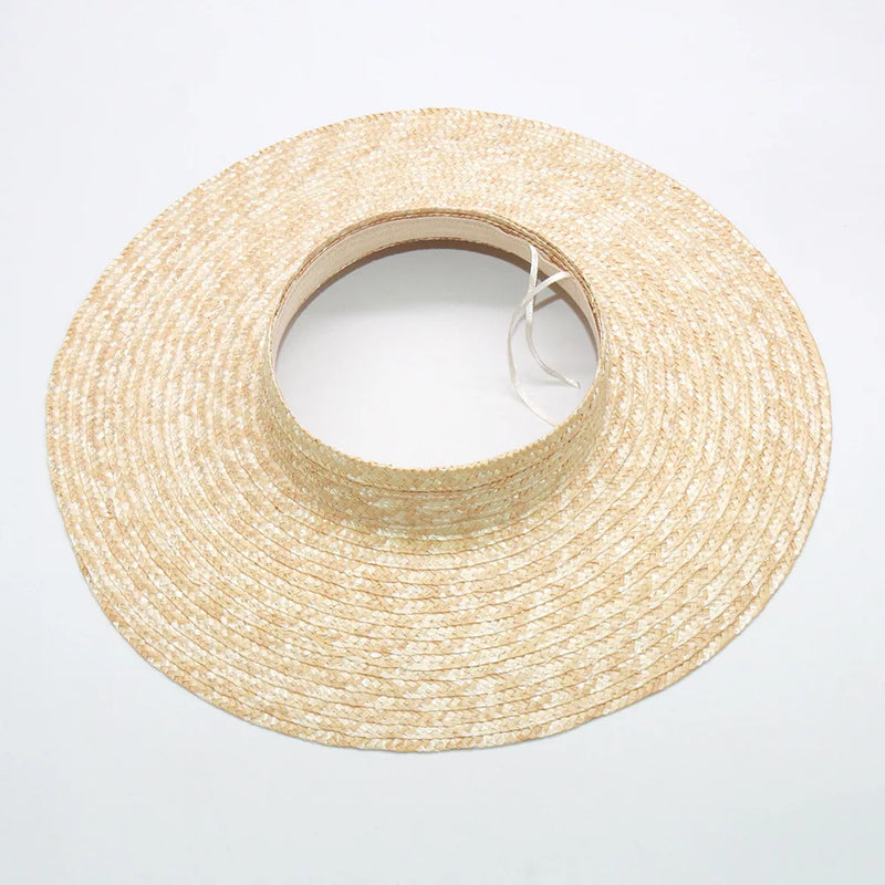 Summer Empty Top Round Sun Hats For Elegant Wide Large Brim Beach Straw Hat Casual Panama Caps Uv Protection Cap Sombrero