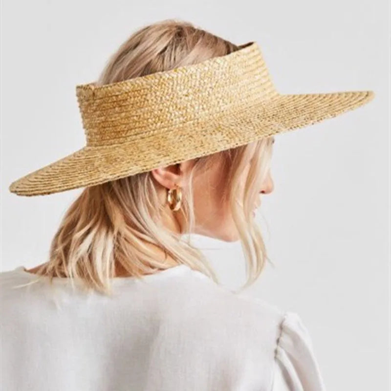 Summer Empty Top Round Sun Hats For Elegant Wide Large Brim Beach Straw Hat Casual Panama Caps Uv Protection Cap Sombrero