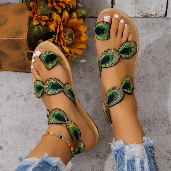 Stylish sandals flat toe slippers comfortable summer shoes