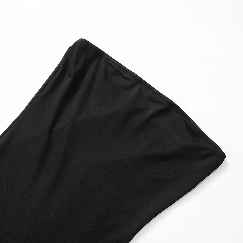 Chic Spliced Leopard Print Dress for Women Off Shoulder Strapless Slim Mini Dress