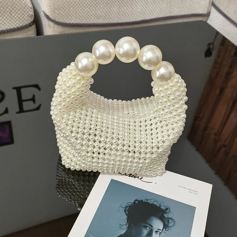 Cute Mini Handmade Shoulder Pearl Party Bag