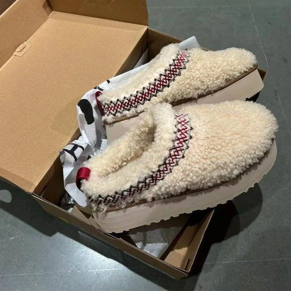 New Thick-Soled Heightening Bag Head Fluffy Slippers Outer Wear Fleece Warm Non-Slip Cotton Slippers Casual Women's Shoes