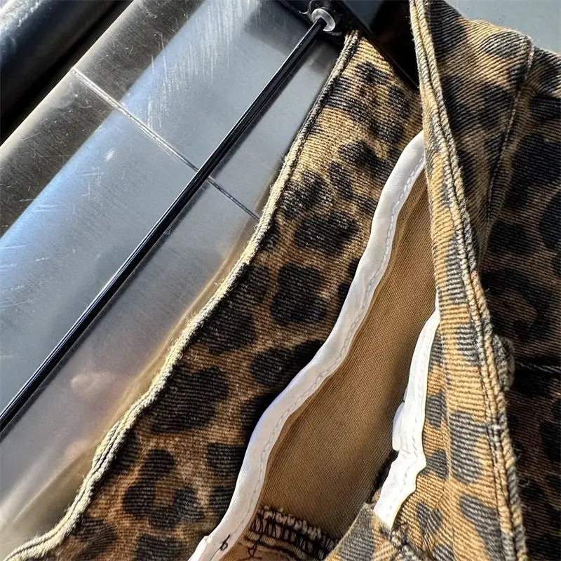 New Temperament Leopard Fashion Skirt spring Summer And Autumn New High Waist Slim Fashion Leopard Denim Hip Skirt