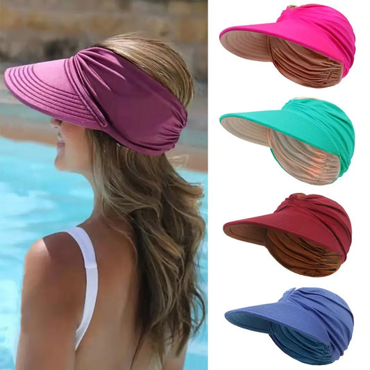 1Pc Wide Brim Double-sided Visor Hat Sun Protectio Anti-UV Summern Hats Fashion Flexible Baseball Cap Travel Beach Cap