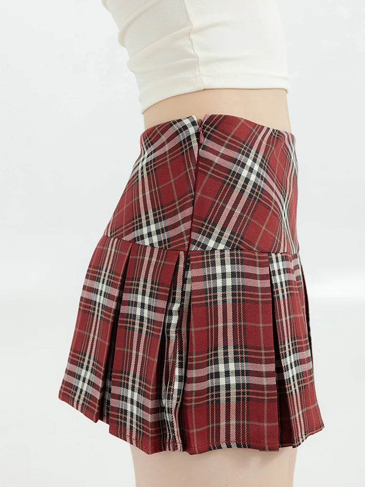Vintage Mini Plaid Skirts High Waist Fashion Tide