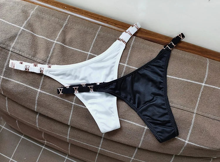 Thong Women Underwear Briefs Panties Zebra Flower Low Rise Luxury Metal Buckle G-String Bikini Girls Female Panty