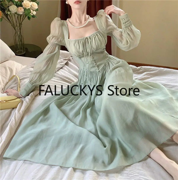 MFrench Elegant Fairy Long Dresses Party Vestidos