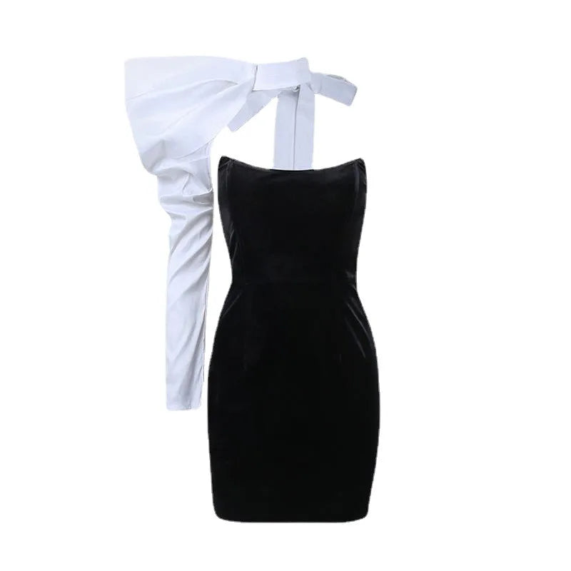 Irregular Sleeves Bra Special Bow Dress