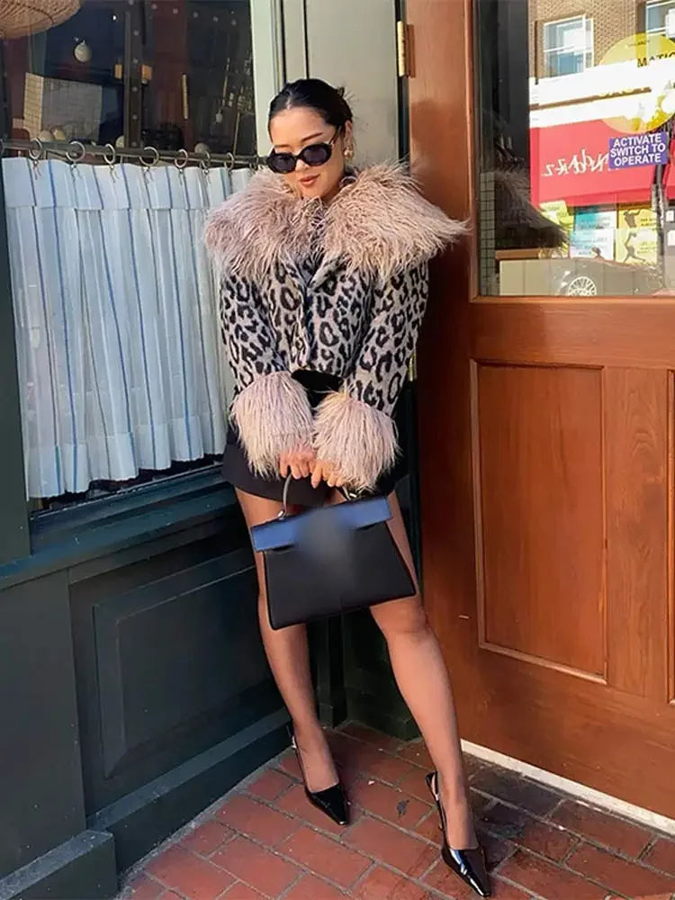 Leopard Furry Patchwork Short Coats