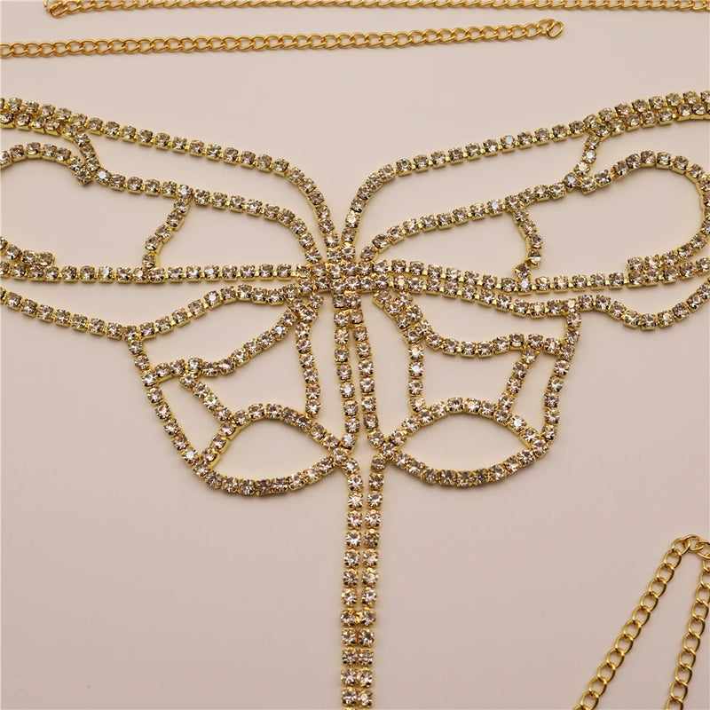 Butterfly Rhinestone Body Chains Jewelry Bikini Panties