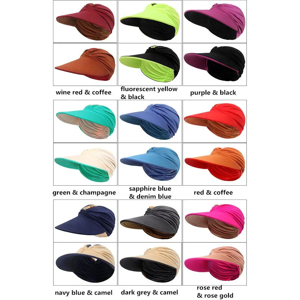 1Pc Wide Brim Double-sided Visor Hat Sun Protectio Anti-UV Summern Hats Fashion Flexible Baseball Cap Travel Beach Cap