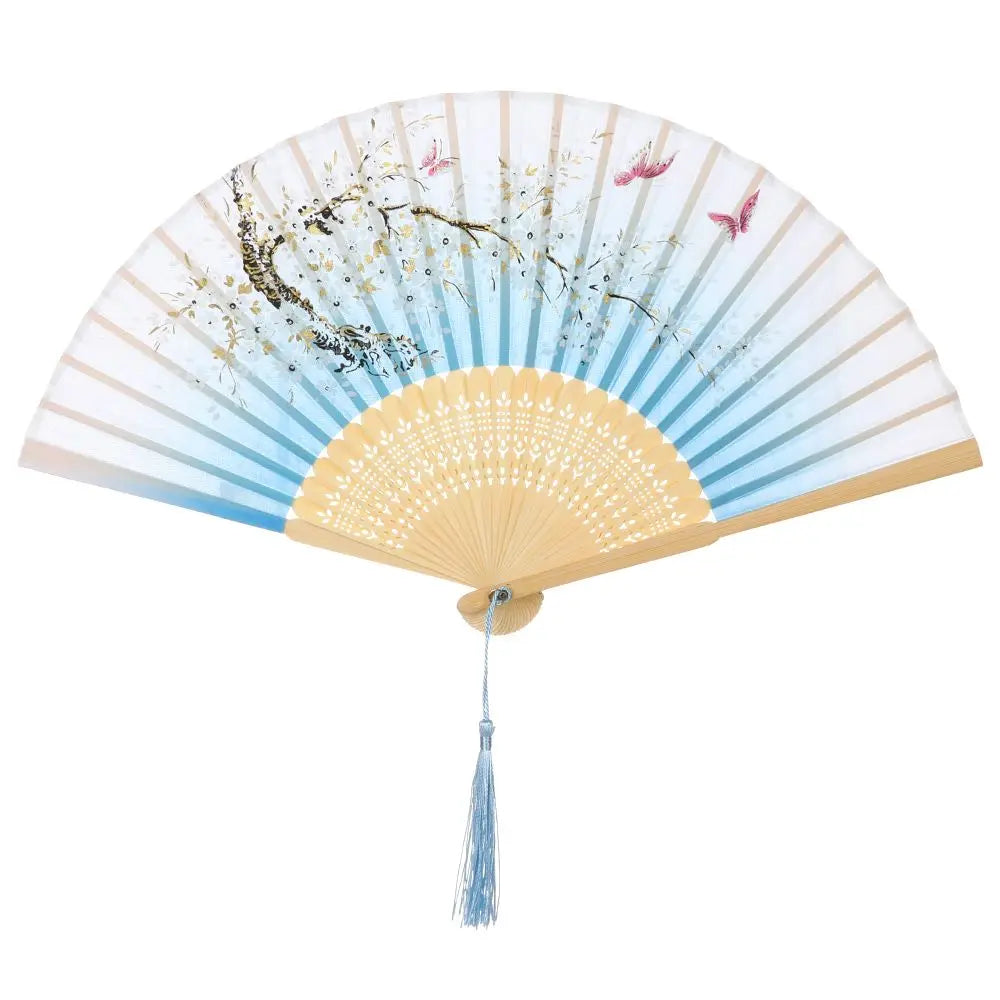 Bamboo Antique Folding Fan Chinese StyleFan Summer Female Dance Fan Portable Elegent Flower Hand Held Fan