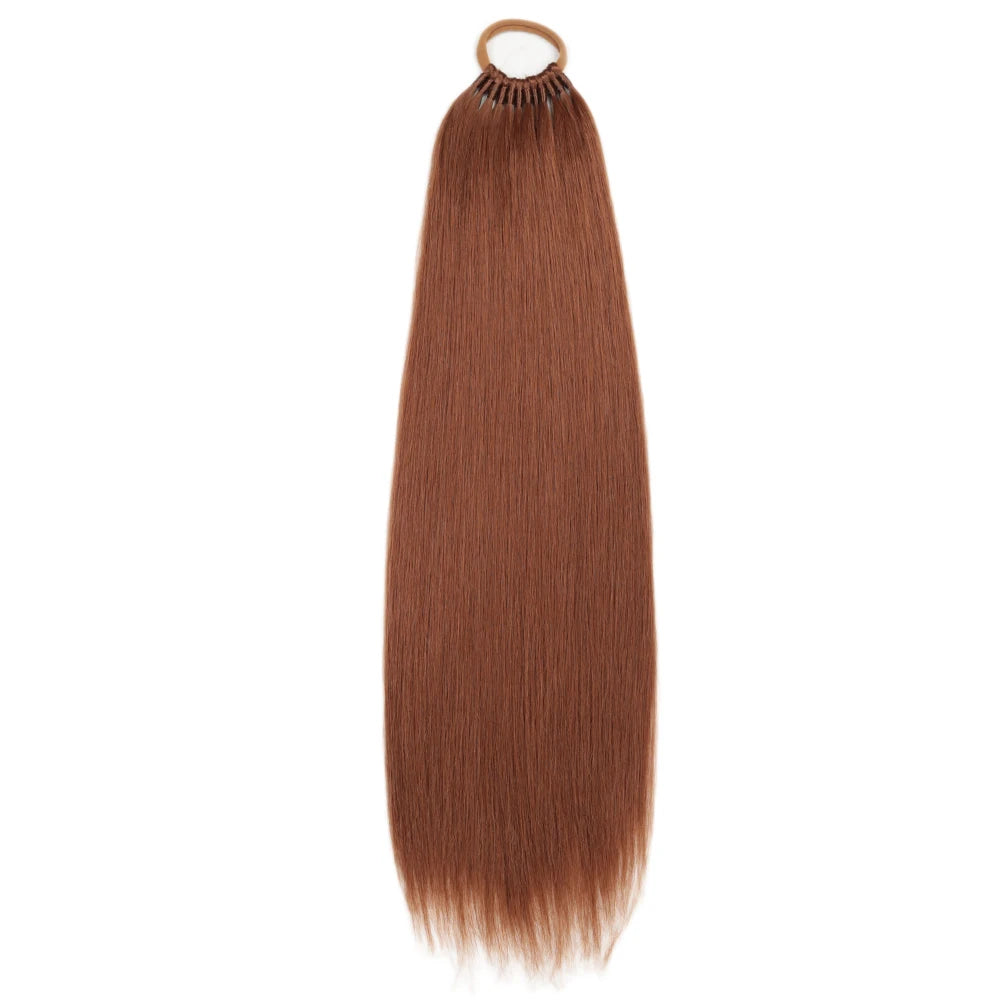 24 32 Inch Straight Ponytail With Elastic Band Synthetic Ponytail Extension Wrap Around Heat Resistant Pony Tail for Women