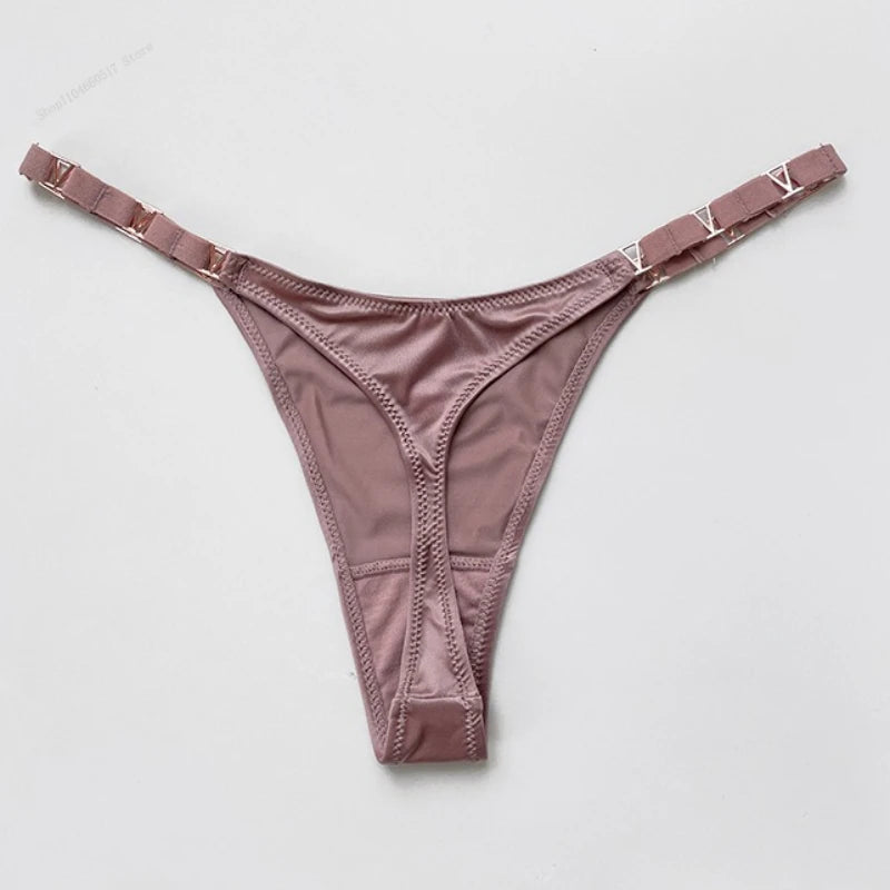 Thong Women Underwear Briefs Panties Zebra Flower Low Rise Luxury Metal Buckle G-String Bikini Girls Female Panty