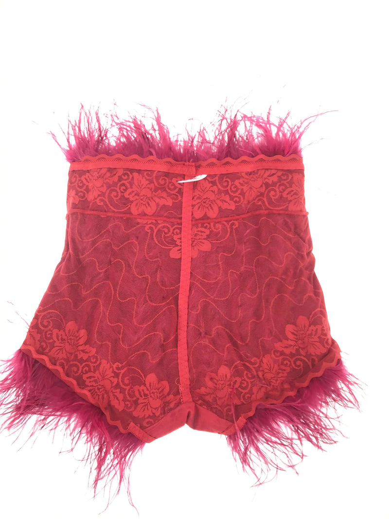 Natural Ostrich Fur Feather Shorts Hot Pants Furry Fluffy Tight Pants