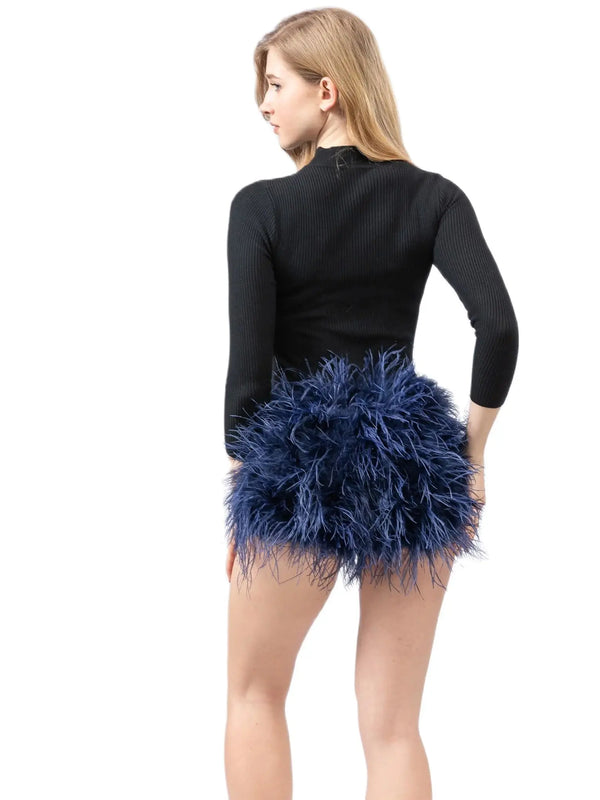 Natural Ostrich Fur Feather Shorts Hot Pants Furry Fluffy Tight Pants