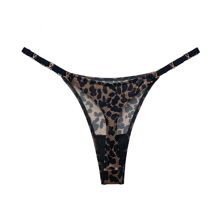 Thong Women Underwear Briefs Panties Zebra Flower Low Rise Luxury Metal Buckle G-String Bikini Girls Female Panty