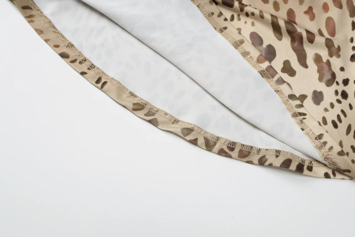 Halter Leopard Backless Maxi Dress Women Long Dresses