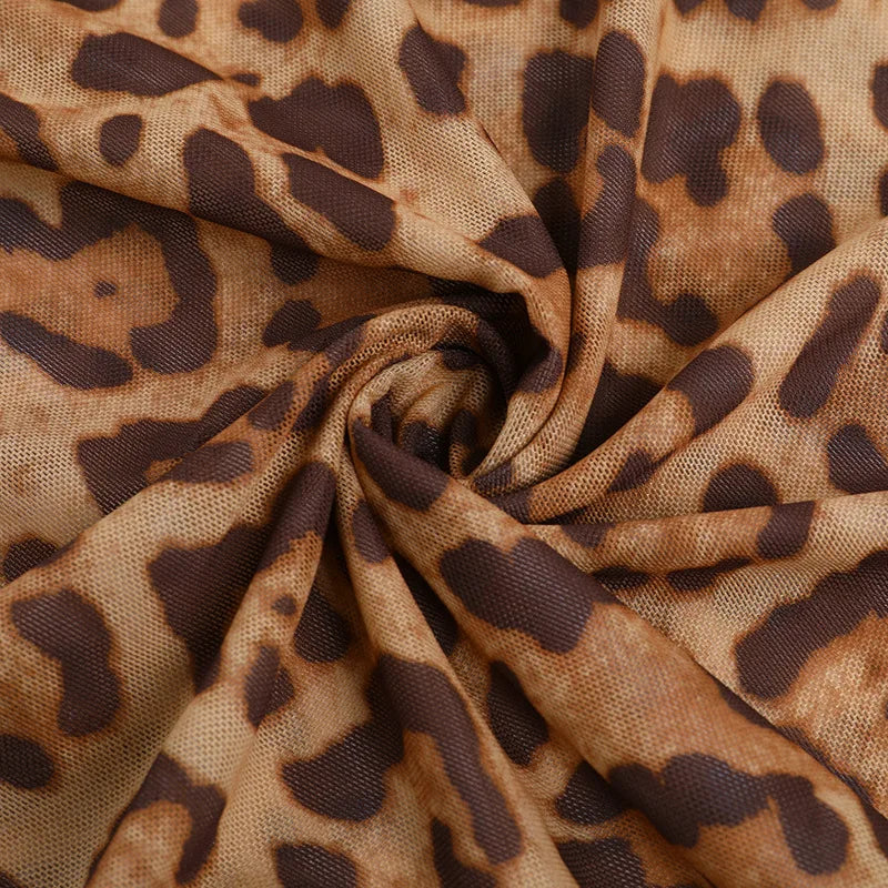 Women Leopard Print Bodycon Maxi Dress Hollow Out Cross Halter Lace Up Backless Drawstring Split Holiday Party Long Dress