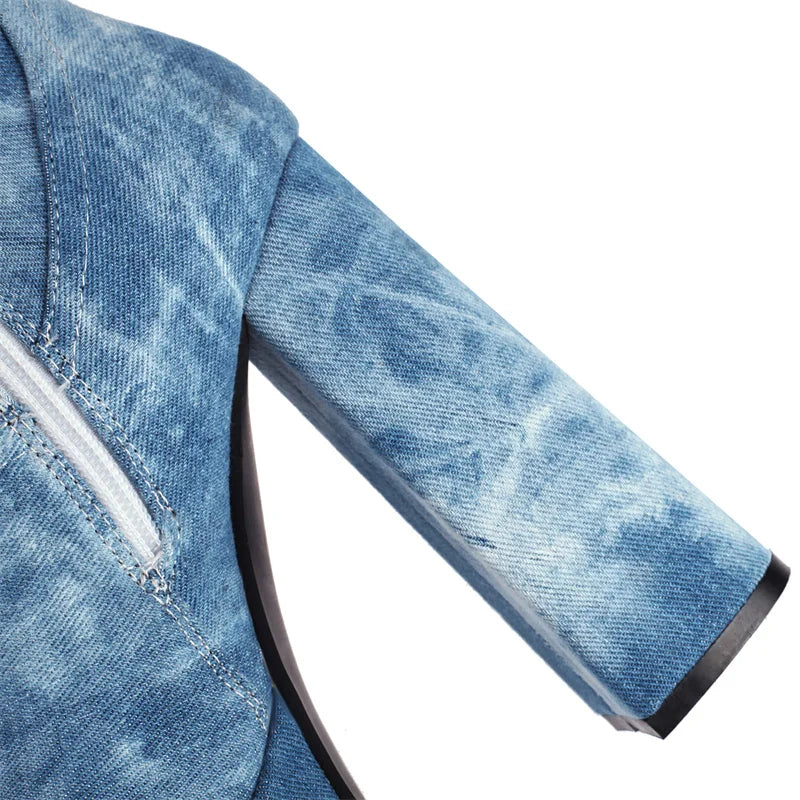 Denim Boots Chunky Platform Shoes y2k Style Winter Knee High Boots