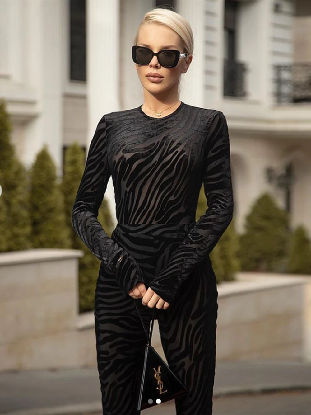 New Autumn Women Long Sleeve Bodycon Bodysuit Pants Set Two Piece Set