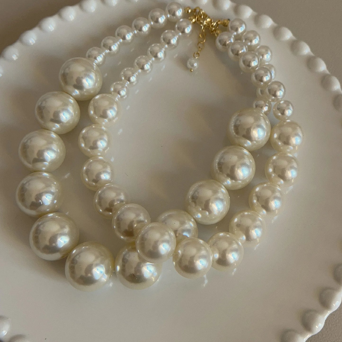 Vintage Hyperbole Double Layer Pearl Choker Necklace