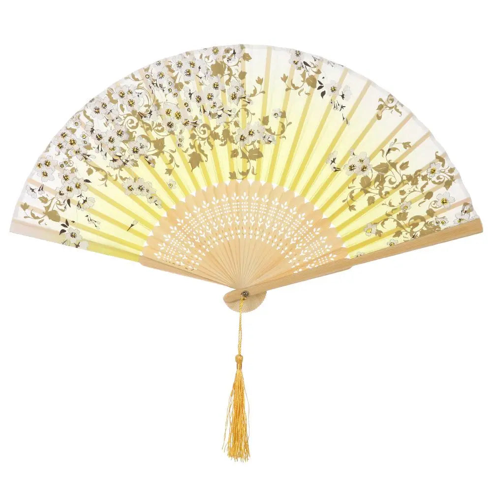 Bamboo Antique Folding Fan Chinese StyleFan Summer Female Dance Fan Portable Elegent Flower Hand Held Fan