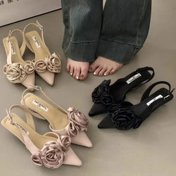 Flower 2024 Mid Heels Women Sandals Shoes