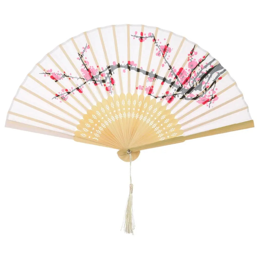 Bamboo Antique Folding Fan Chinese StyleFan Summer Female Dance Fan Portable Elegent Flower Hand Held Fan