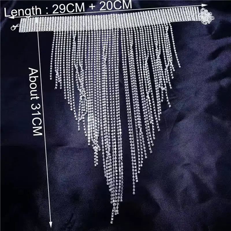 New Long Chain Rhinestone Tassel Choker Necklaces