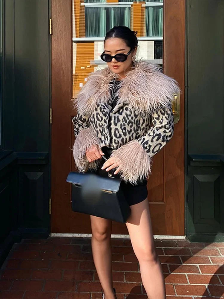 Leopard Furry Patchwork Short Coats