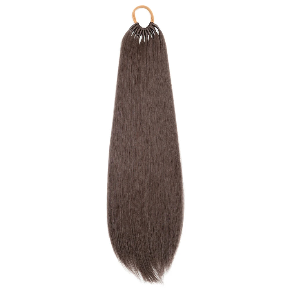 24 32 Inch Straight Ponytail With Elastic Band Synthetic Ponytail Extension Wrap Around Heat Resistant Pony Tail for Women