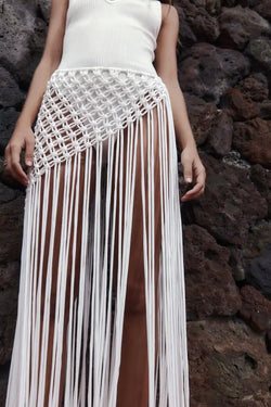 Beachapche Hand Crochet Tassel Maxi Skirts