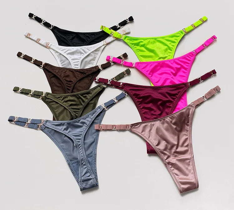 Thong Women Underwear Briefs Panties Zebra Flower Low Rise Luxury Metal Buckle G-String Bikini Girls Female Panty