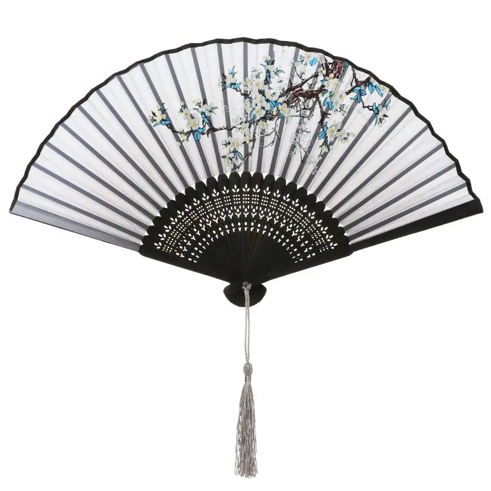 Bamboo Antique Folding Fan Chinese StyleFan Summer Female Dance Fan Portable Elegent Flower Hand Held Fan