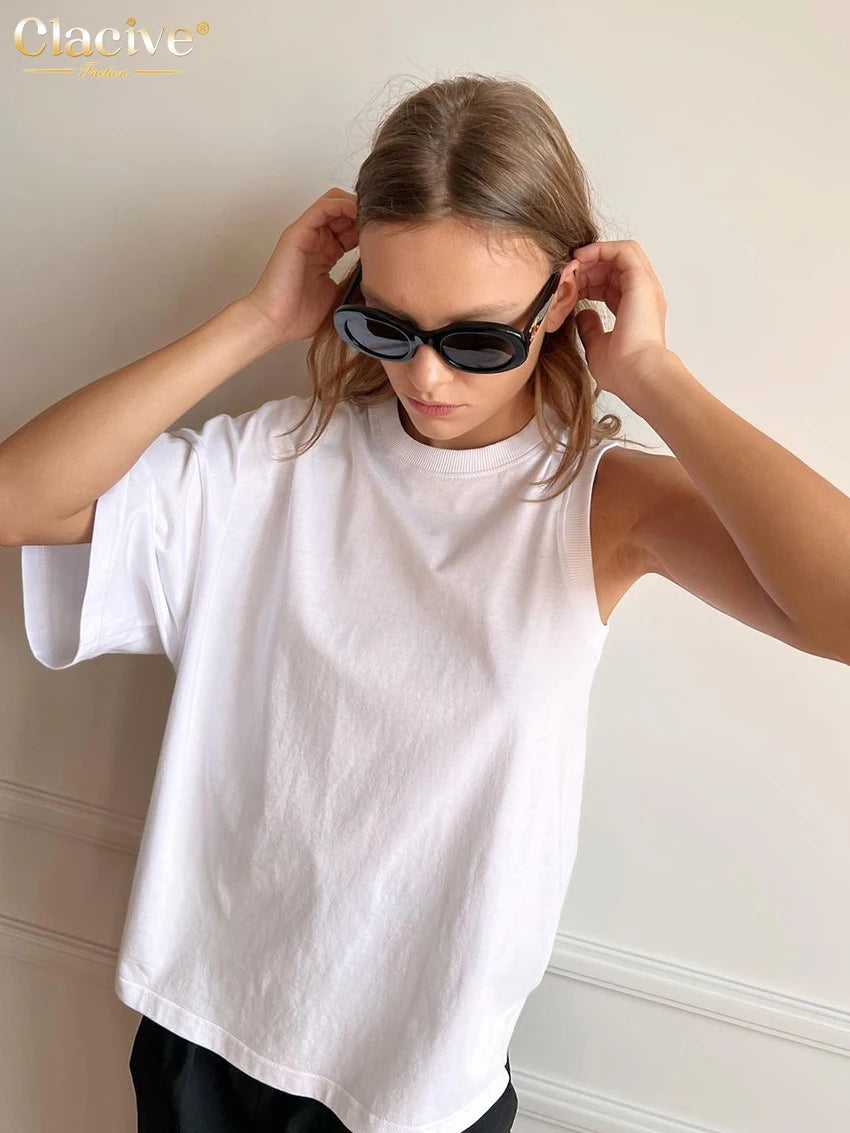 O-Neck Short Sleeve T Shirt Elegant Chic Asymmetry Tops
