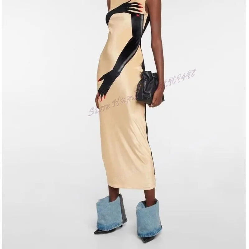 Blue Denim Patchwork Mid Calf Boots Pointed Toe Shoes