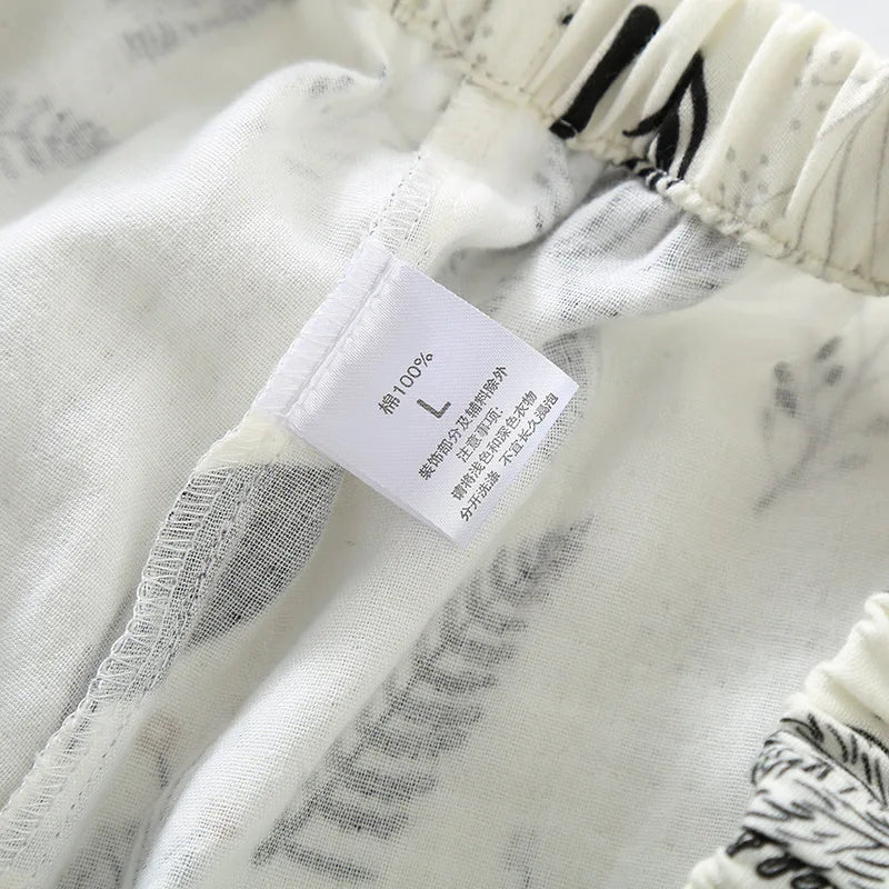 Zebra Print Pajamas for Women Turn-down Collar Lace Cuffs Long-sleeved  Trousers Loose Loungewear Cotton Double-layer Set